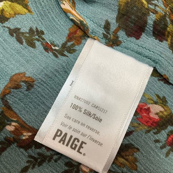 PAIGE Clemency Silk Blouse Green Size Medium NWT - Picture 10 of 15